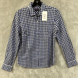Untuckit Shirt Women’s 2 XS Blue Gingham Plaid Button Up Top‎ New Cotton